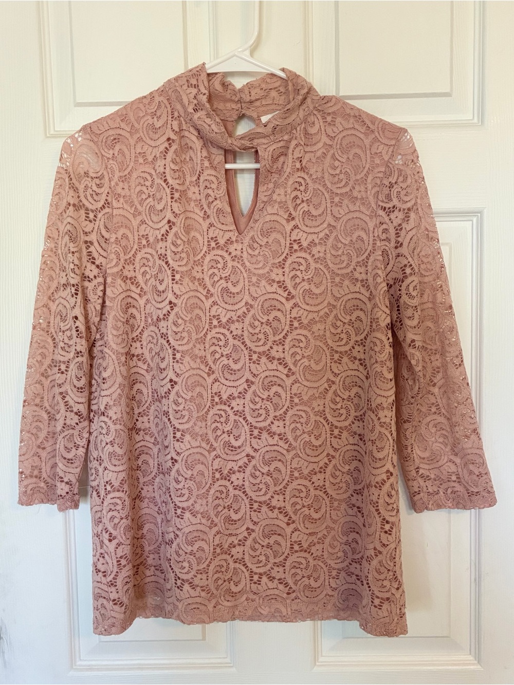 Rose & Olive Blush Lace Keyhole Tunic